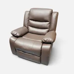 Brown Leather-Look Oversized Rocker Recliner Chair Manual - Local Pickup Only