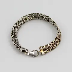 P.R.E 925 Sterling Silver Byzantine Chain Bracelet 7-1/4 in Italy