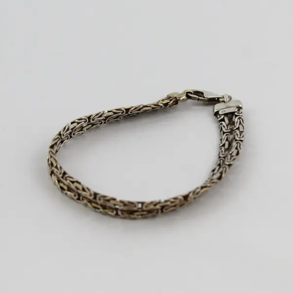 P.R.E 925 Sterling Silver Byzantine Chain Bracelet 7-1/4 in Italy