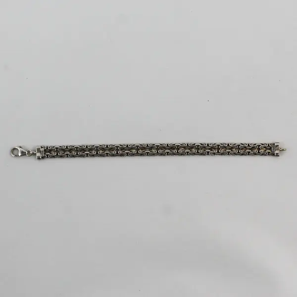 P.R.E 925 Sterling Silver Byzantine Chain Bracelet 7-1/4 in Italy