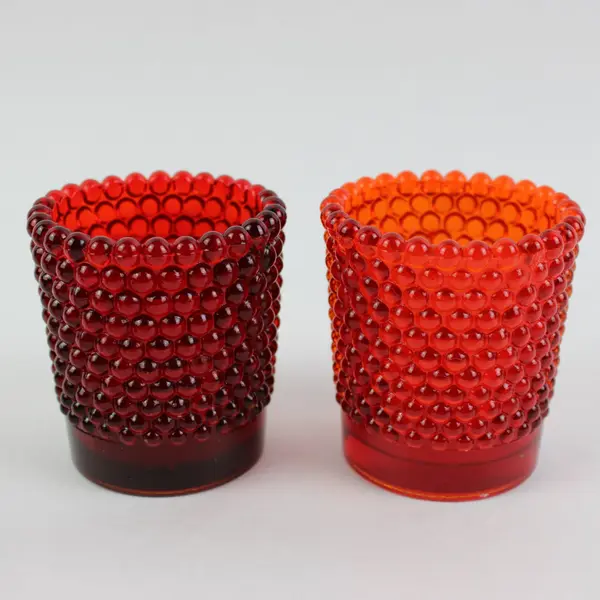 Lot of 4 Ruby Red Glass Hobnail Votive Candle Holders Unbranded