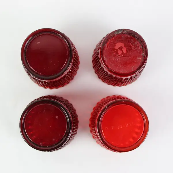 Lot of 4 Ruby Red Glass Hobnail Votive Candle Holders Unbranded