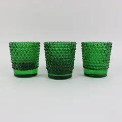 Holiday Inspirations Green Hobnail Glass Votive Candle Holders Set of 3