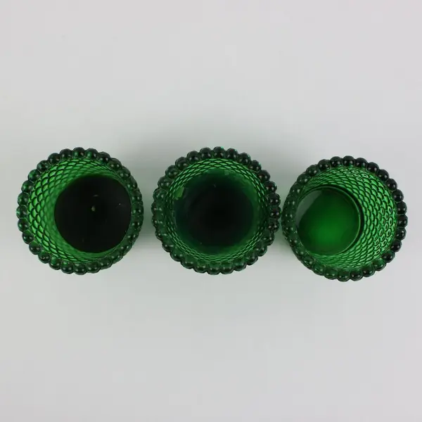 Holiday Inspirations Green Hobnail Glass Votive Candle Holders Set of 3