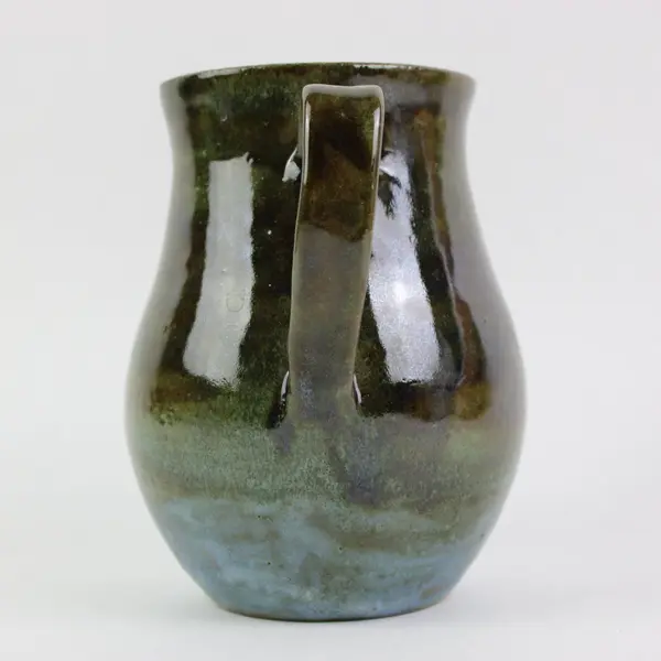 Handcrafted Studio Pottery Jug Earthy Green Brown Blue Glaze Rustic