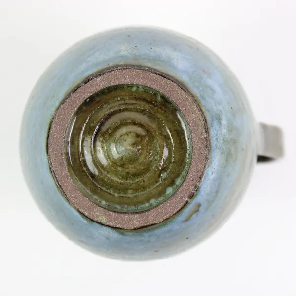 Handcrafted Studio Pottery Jug Earthy Green Brown Blue Glaze Rustic