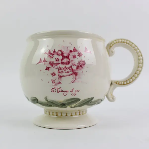Vintage Amscan Holiday Footed Coffee Mug Tidings of Joy Christmas