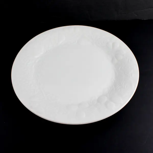 Gibson White Ceramic Embossed Fruit Chop Plate Serving Platter