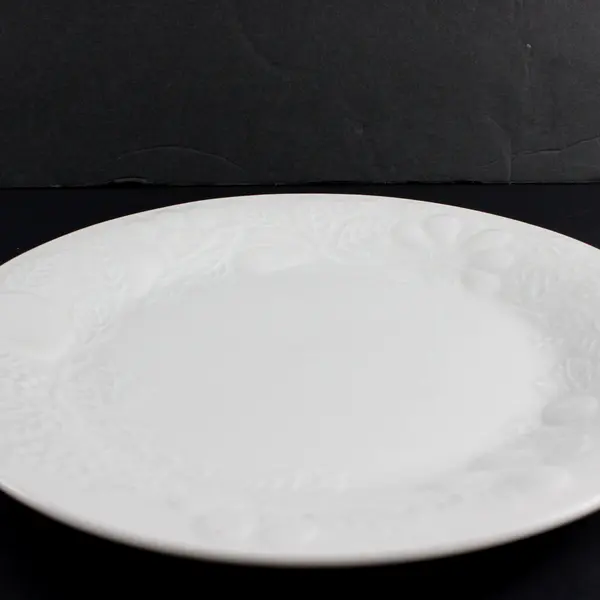 Gibson White Ceramic Embossed Fruit Chop Plate Serving Platter
