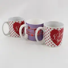 Burton & Burton Lot of 3 Ceramic Coffee Mugs Hearts I Love You Pre-Owned
