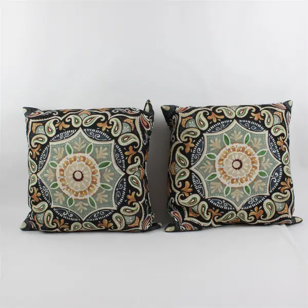 Set of 2 Hampton Bay Paisley Square Throw Pillows Multicolor