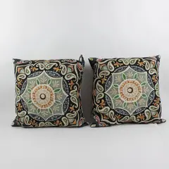 Set of 2 Hampton Bay Paisley Square Throw Pillows Multicolor