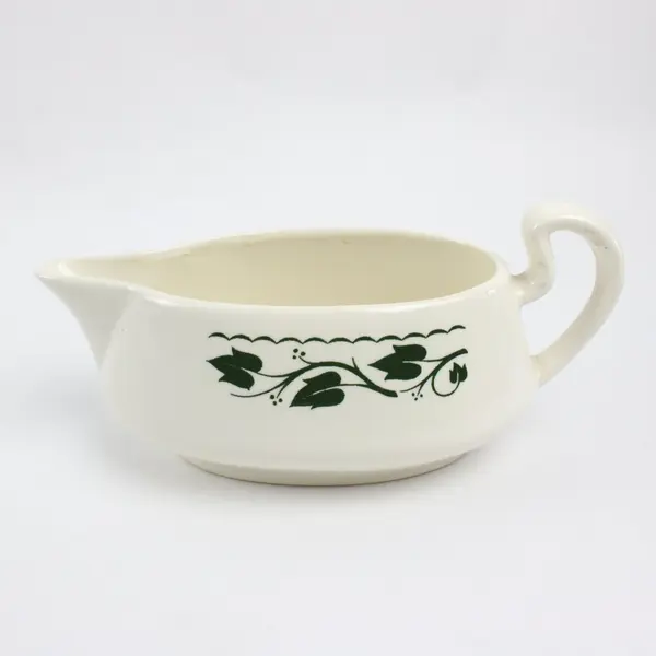 Homer Laughlin Sylvan Rim Green Ivy Gravy Boat Dinnerware