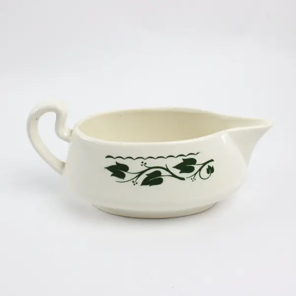 Homer Laughlin Sylvan Rim Green Ivy Gravy Boat Dinnerware