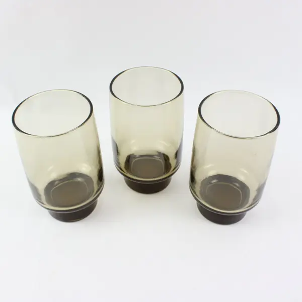 Lot of 3 Libbey Tawny Accent Smoke Brown Drinking Tumblers
