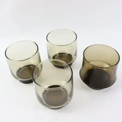 Lot of 4 Libbey Tawny Accent Glass Tumblers Brown Base