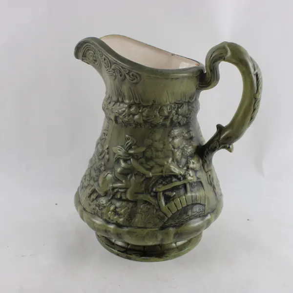 10.5" Green Porcelain Tam o'Shanter Style Pitcher