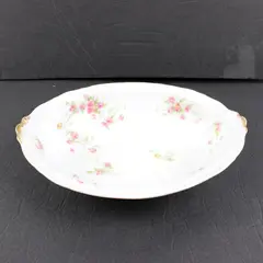 Vintage Haviland Limoges Pink Roses Oval Vegetable Serving Bowl