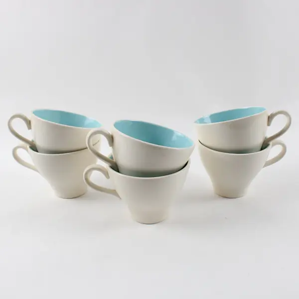 Harkerware Boutonniere Coffee Cups Set of 6 White Light Blue
