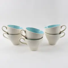 Harkerware Boutonniere Coffee Cups Set of 6 White Light Blue