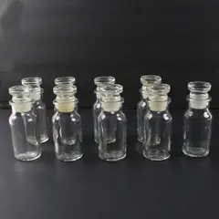 Lot of 9 Clear Glass Spice Jars with Lids