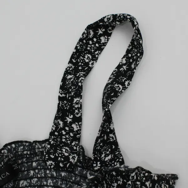 Zesica Women's Black Floral Maxi Sundress Smocked Top Size Medium