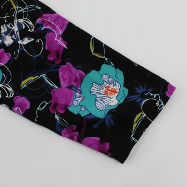 Black Multicolor Abstract Floral Print Leggings Size Small 