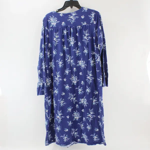 Adonna Women's Large Navy Blue Floral Nightgown Sleepwear