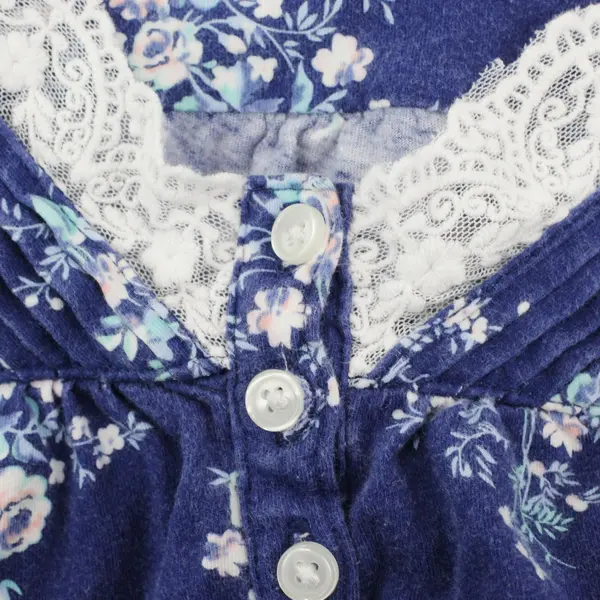 Adonna Women's Large Navy Blue Floral Nightgown Sleepwear