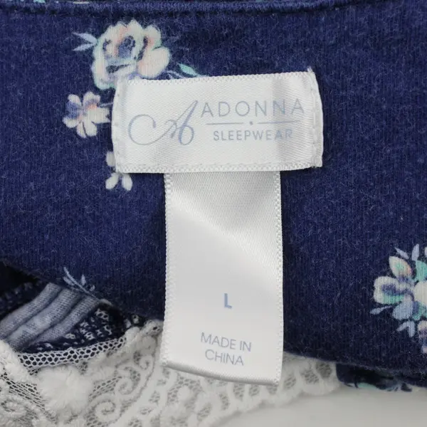 Adonna Women's Large Navy Blue Floral Nightgown Sleepwear