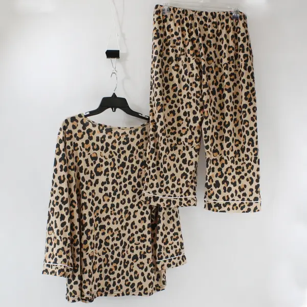 PrinStory Women's XL Leopard Print Pajama Set Sleepwear