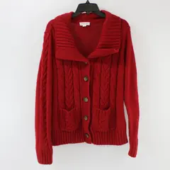 St. John's Bay Women's XL Red Cable Knit Button-Front Cardigan