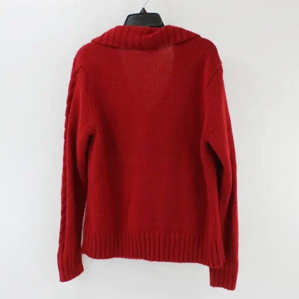 St. John's Bay Women's XL Red Cable Knit Button-Front Cardigan