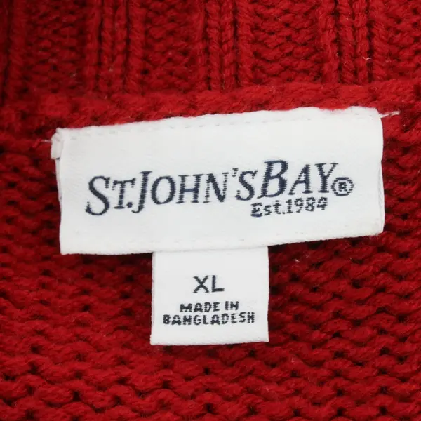 St. John's Bay Women's XL Red Cable Knit Button-Front Cardigan