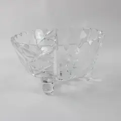 Clear Cut Glass Footed Bowl Scalloped Rim Serving Candy Dish
