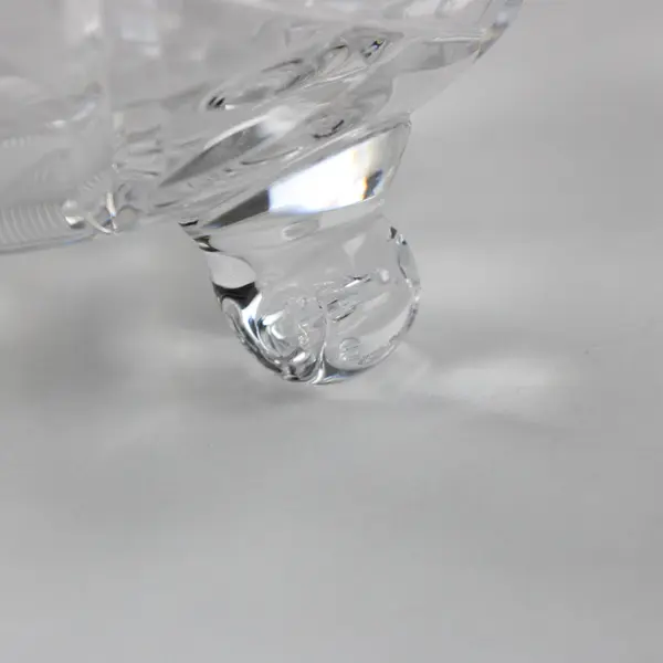 Clear Cut Glass Footed Bowl Scalloped Rim Serving Candy Dish