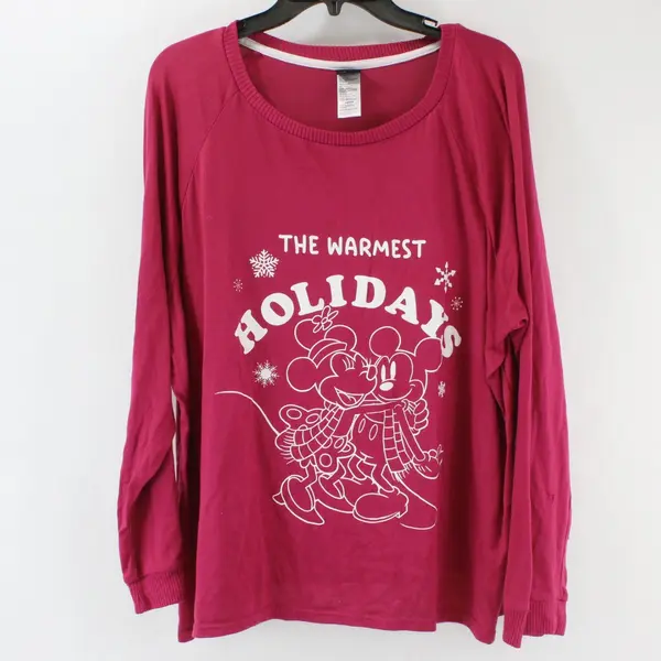 Disney Wmns 3X Pajama Top Mickey Minnie Holiday Magenta LZ42920SF 19619473301