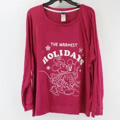 Disney Wmns 3X Pajama Top Mickey Minnie Holiday Magenta LZ42920SF 19619473301