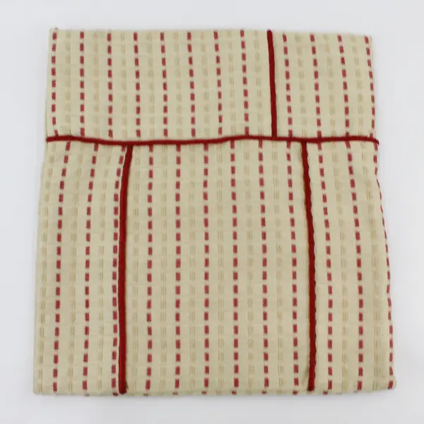 Set of 2 Red Beige Textured Square Throw Pillow Covers 15 & 17 Inch