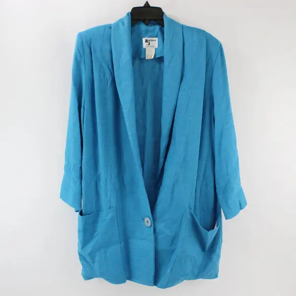 Marissa J Women's Turquoise Blue Blazer Size 2X