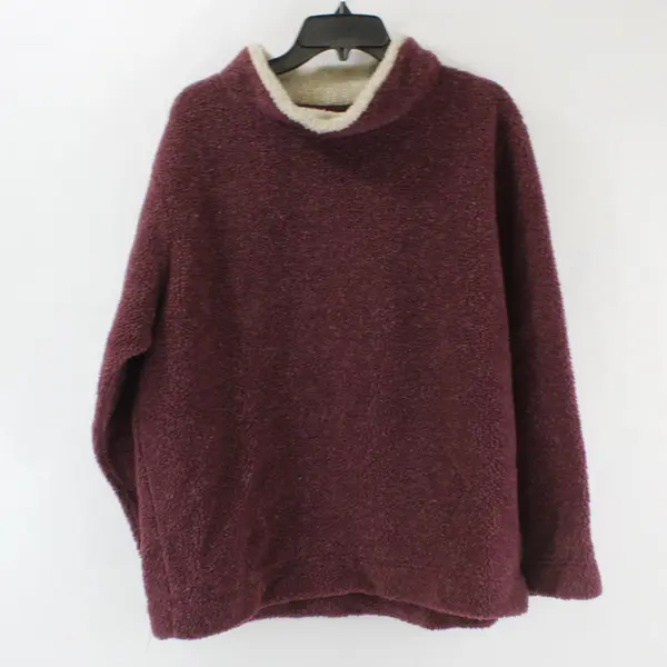 Cabela's Women's XL Plum Purple Fuzzy Fleece Stand Collar Top