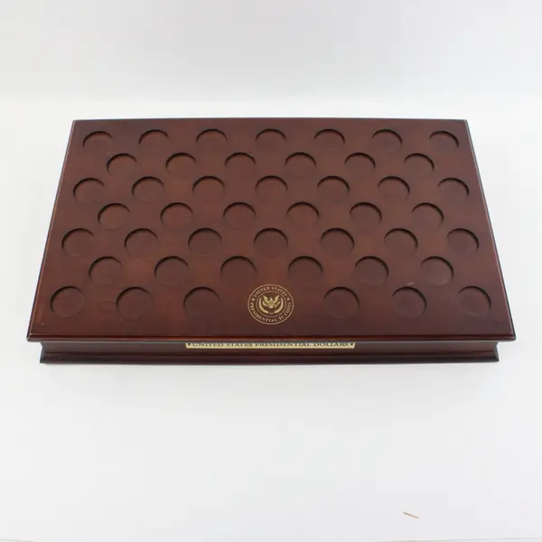 Vintage Wooden Display Case U.S. Presidential $1 Coin Holder 18x12