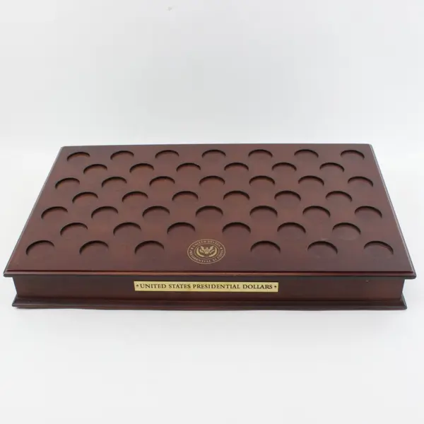 Vintage Wooden Display Case U.S. Presidential $1 Coin Holder 18x12