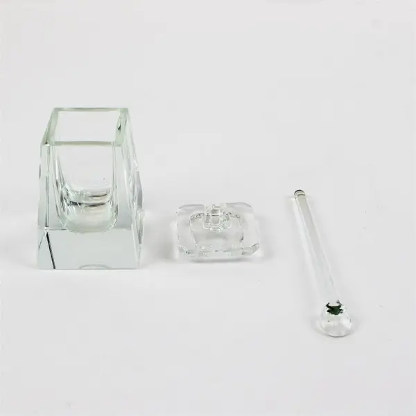 Vintage Clear Crystal Sugar Bowl Condiment Jar Glass Spoon 3in Flawed