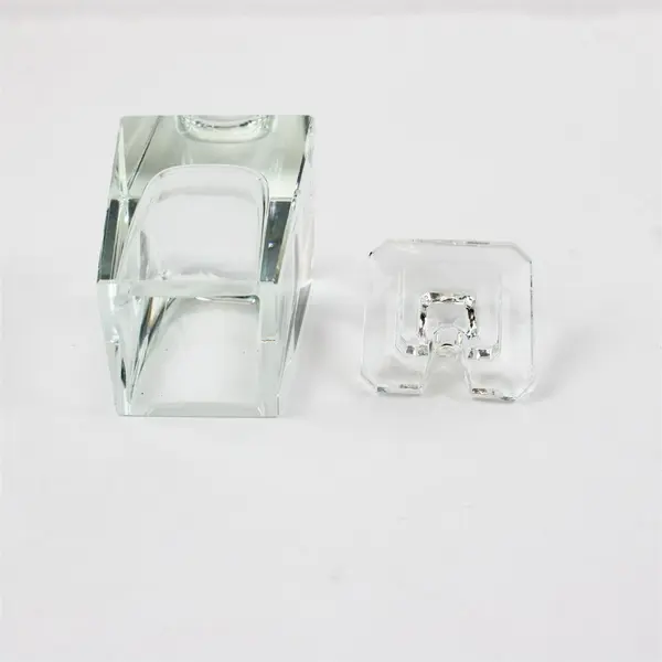 Vintage Clear Crystal Sugar Bowl Condiment Jar Glass Spoon 3in Flawed