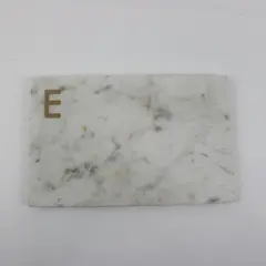 White Marble Cutting Board Serving Tray Letter E 14 x 9 Inch
