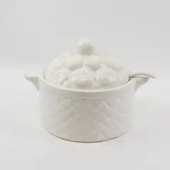 Himark White Ceramic Basketweave Fruit Soup Tureen