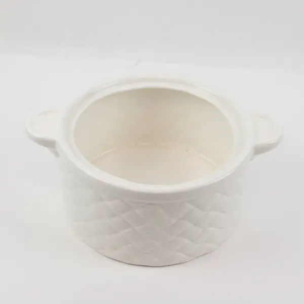 Himark White Ceramic Basketweave Fruit Soup Tureen