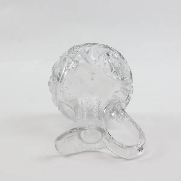 Cut Glass Oil & Vinegar Cruet with Faceted Stopper and Handle