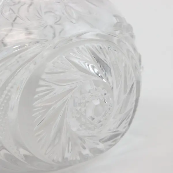 Cut Glass Oil & Vinegar Cruet with Faceted Stopper and Handle